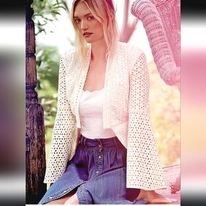 Free People Eyelet Jacket Lace Up Blazer Peplum